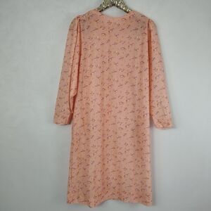 Vintage 70s Women's Floral Light Pink Long Sleeve Midi Plus Size Dress